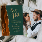 フォトアゲート焼けオレンジ濃い緑の日付を保存 招待状