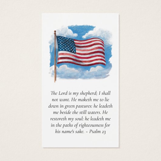 フォトアメリカン旗記念祈りの言葉カード (裏面)