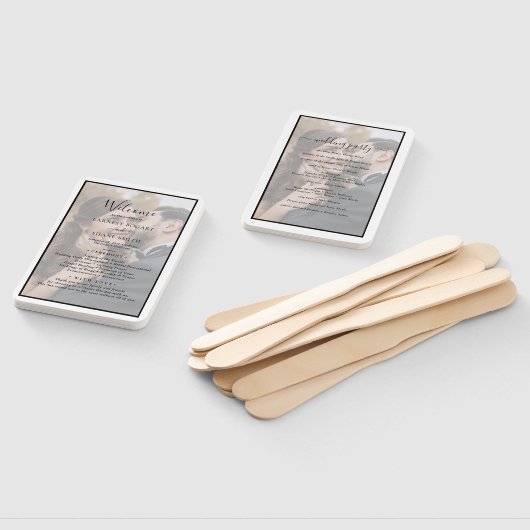 フォトアモダンエレガントレイ結婚式 プログラム ハンドファン (組立なし)