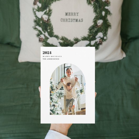 フォトアモダンミニマルルチハッピーホリデークリスマス 招待状