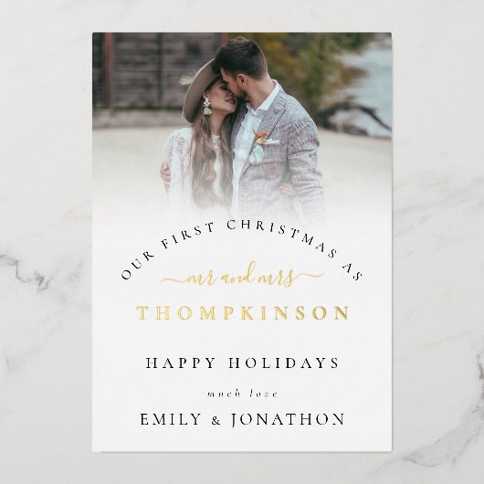 フォトアモダンレイ第1クリスマ結婚したス 箔シーズンカード (正面)