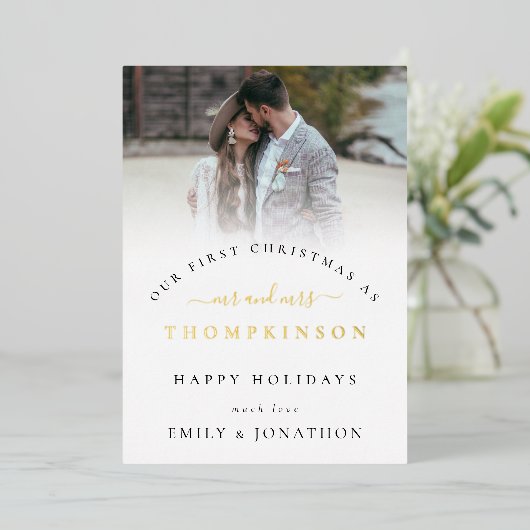 フォトアモダンレイ第1クリスマ結婚したス 箔シーズンカード (立ち正面)