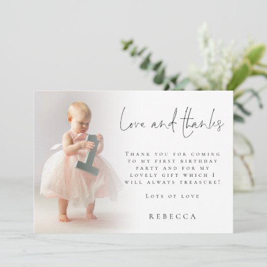 フォトアモダンレイ1st誕生日ありがとう カード (スタンド正面)