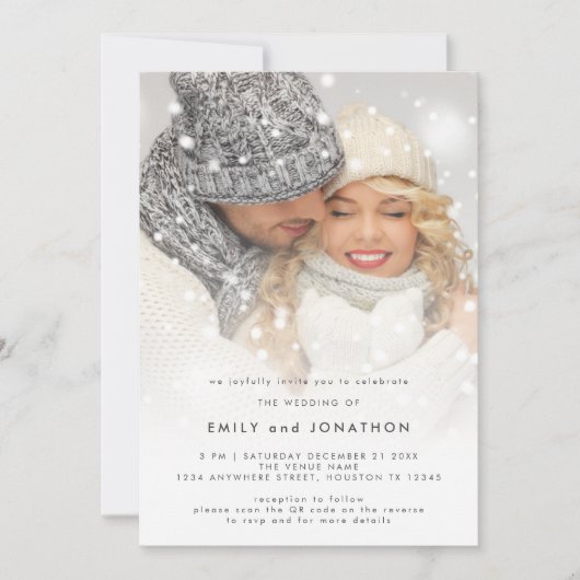 フォトアモダンレイQRクリスマス結婚ズ 招待状 (正面)