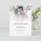 フォトアモダンレイQRゲイ結婚式の日付を保存 セーブザデート (スタンド正面)