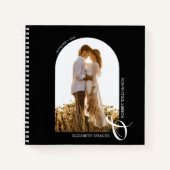 フォトアモダンーチの結婚ブラックスパイラルゲストブック ノートブック (正面)