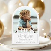 フォトアモダンーチシンプルーキッズ4th誕生日パーティー 招待状