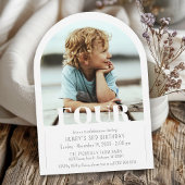 フォトアモダンーチシンプルーキッズ4th誕生日パーティー 招待状