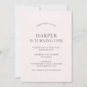 フォトアモダンーチピンクトラクターファーム1st誕生日 招待状 (裏面)