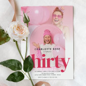 フォトアモダンーチピンク30歳の誕生日 招待状