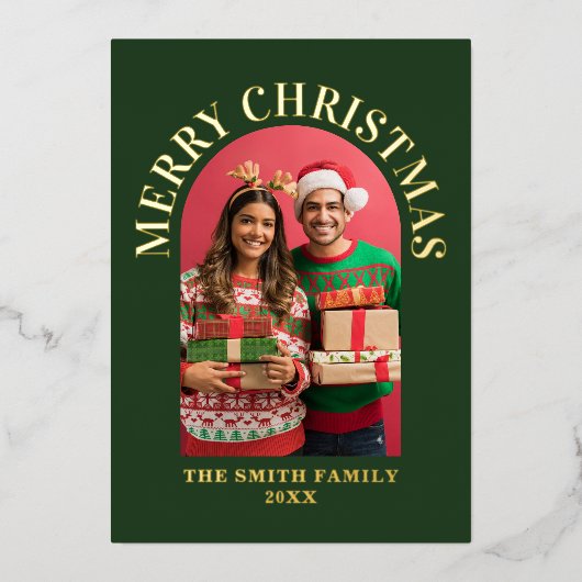 フォトアモダンーチメリークリスマス 箔シーズンカード (正面)