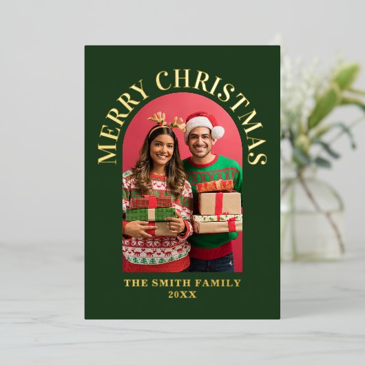 フォトアモダンーチメリークリスマス 箔シーズンカード (立ち正面)