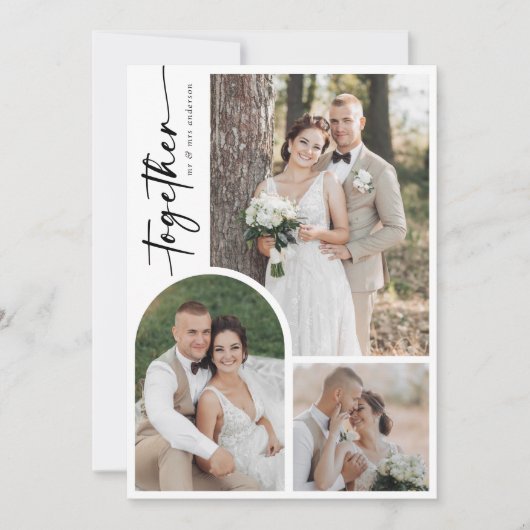 フォトアモダンーチ書道の一緒結婚に サンキューカード (正面)