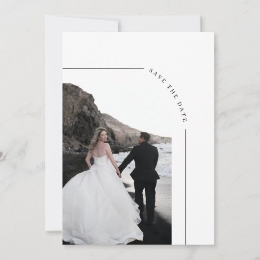 フォトアモダンーチ白黒結婚の セーブザデート (裏面)