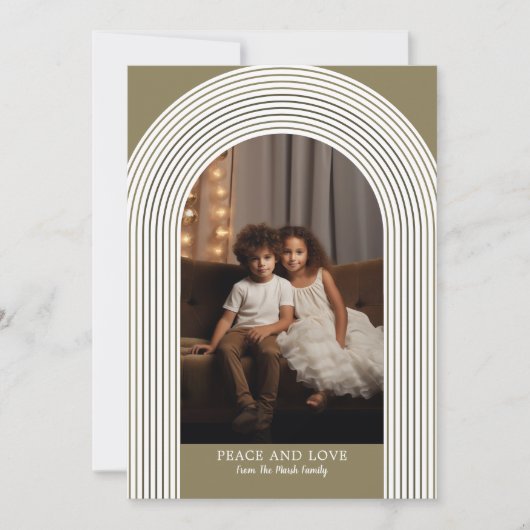 フォトアモダンーチ – 禅の金ゴールドストライプクリスマス シーズンカード (正面)