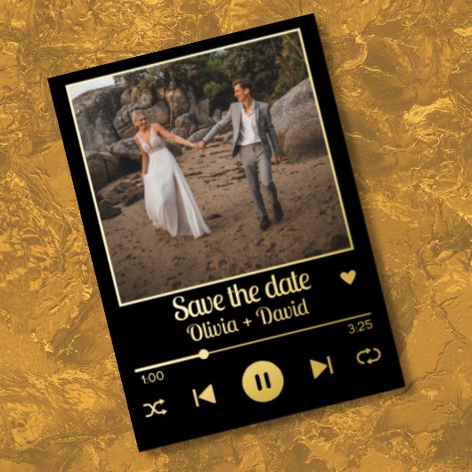 フォトアルバムカバー音楽プレイリスト日付を保存 箔招待状