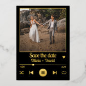 フォトアルバムカバー音楽プレイリスト日付を保存 箔招待状 (正面)