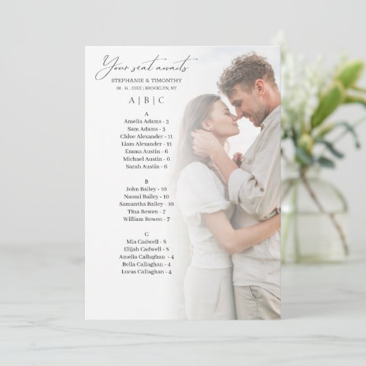 フォトアルファベ結婚ットの座席表カード (スタンド正面)