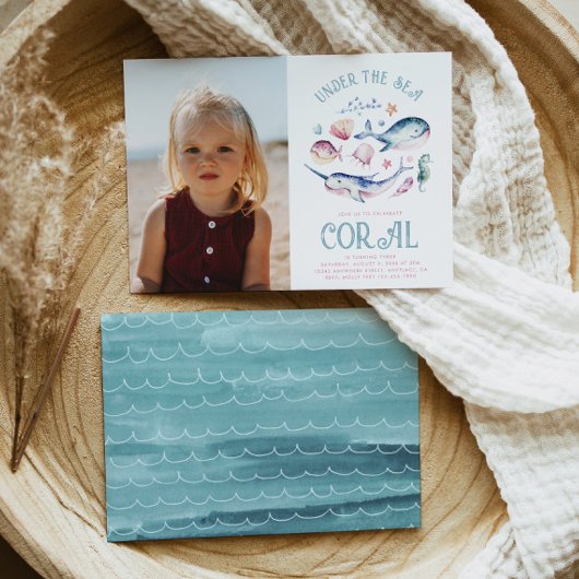 フォトアンダーザシー誕生日招待状 招待状