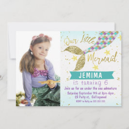 フォトアンダーシーマーメイドテール誕生日招待状 招待状