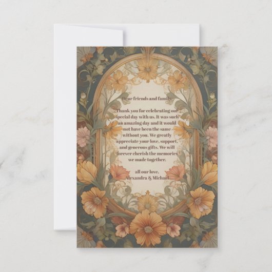 フォトアンティークフローラ結婚アールヌーボー サンキューカード (裏面)