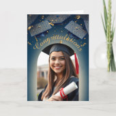 フォトアーエレガントチによる金ゴールド紙吹雪の卒業 カード (正面)