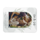 フォトアーエレガントチスクリプト結婚式の日付を保存 マグネット (横)