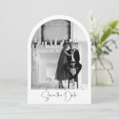 フォトアーカイブ セーブ・ザ・デート モダンスクリプト ウェディング 招待状 (スタンド正面)