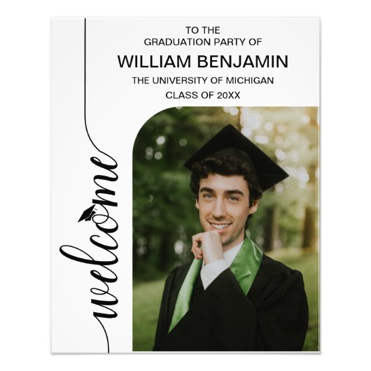 フォトアーチで卒業パーティモダンへようこそ フォトプリント            (正面)