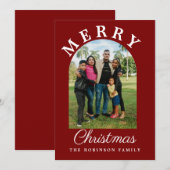 フォトアーチスクリプモダントクリスマスレッド シーズンカード (正面/裏面)