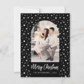 フォトアーチスターズメリークリスマスブラックとホワイト シーズンカード (正面)