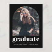 フォトアーチブラック&ホワイト卒業パーティー ポストカード (正面)