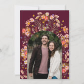 フォトアーチボホ秋素朴ワイルドフラワー結婚ズ セーブザデート (裏面)