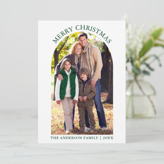 フォトアーチメリークリスマスグリーンプレイド シーズンカード (スタンド正面)