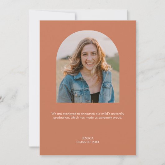 フォトアーチ卒業式テラコッタ発表 招待状 (裏面)