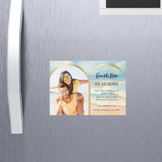 フォトアーチ救ビーチ結婚式ダージマグネット マグネット招待状