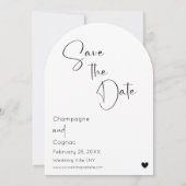 フォトアーチ日付のスクリプモダントの結婚保存 招待状 (裏面)