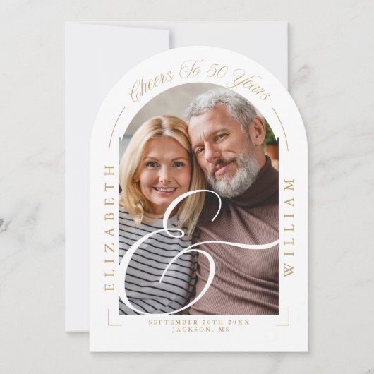 フォトアーチ書道50結婚周年記念 招待状 (正面)