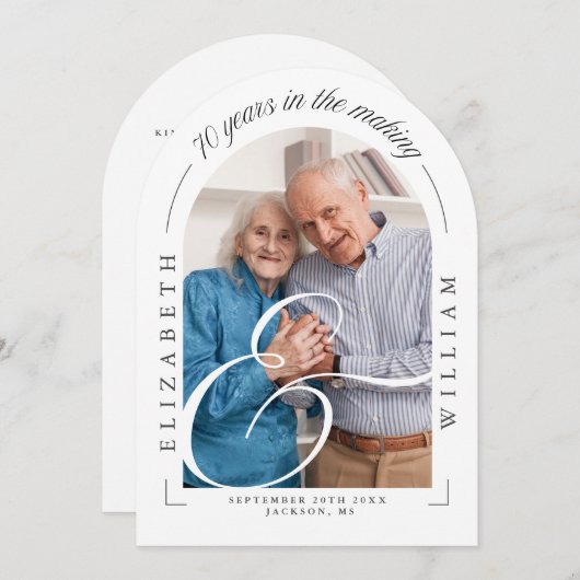 フォトアーチ書道70結婚周年記念 招待状 (正面/裏面)