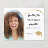 フォトアーチ金ゴールド卒業パーティー日付の保存 チラシ (正面)