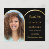 フォトアーチ黒誕生日日付カードを保存 (正面)