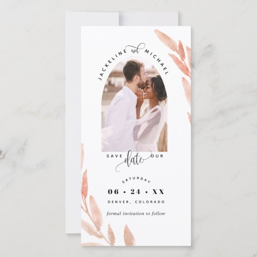 フォトアーチ、ピーチウェディング日付ブックマークを保存 (正面)