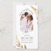 フォトアーチ、金ゴールドウェディング日付ブックマークを保存 (正面)