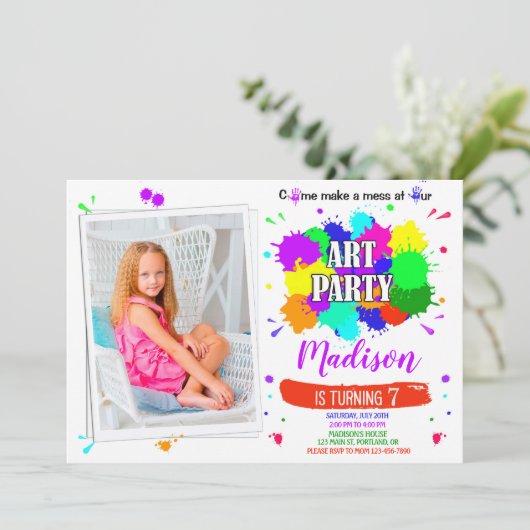 フォトアートの誕生日のアート招絵を描出工品 招待状 (スタンド正面)