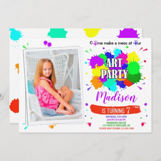 フォトアートの誕生日のアート招絵を描出工品 招待状 (正面/裏面)