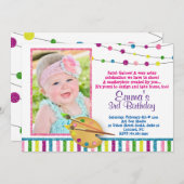 フォトアート誕生日、スパークル、グリッター招待状 招待状 (正面/裏面)