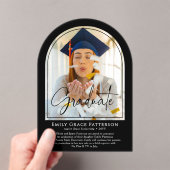 フォトアーモダンチスクリプトの卒業発表 アクリル招待状 (インサイチュ (ポータブル))