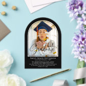 フォトアーモダンチスクリプトの卒業発表 アクリル招待状 (インサイチュ (ウェディング))