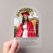 フォトアーモダンチスクリプトの卒業発表 アクリル招待状 (インサイチュ (ポータブル))