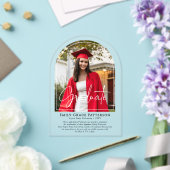 フォトアーモダンチスクリプトの卒業発表 アクリル招待状 (インサイチュ (ウェディング))